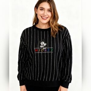 Disney Black and White Striped Mickey Mouse Sweater